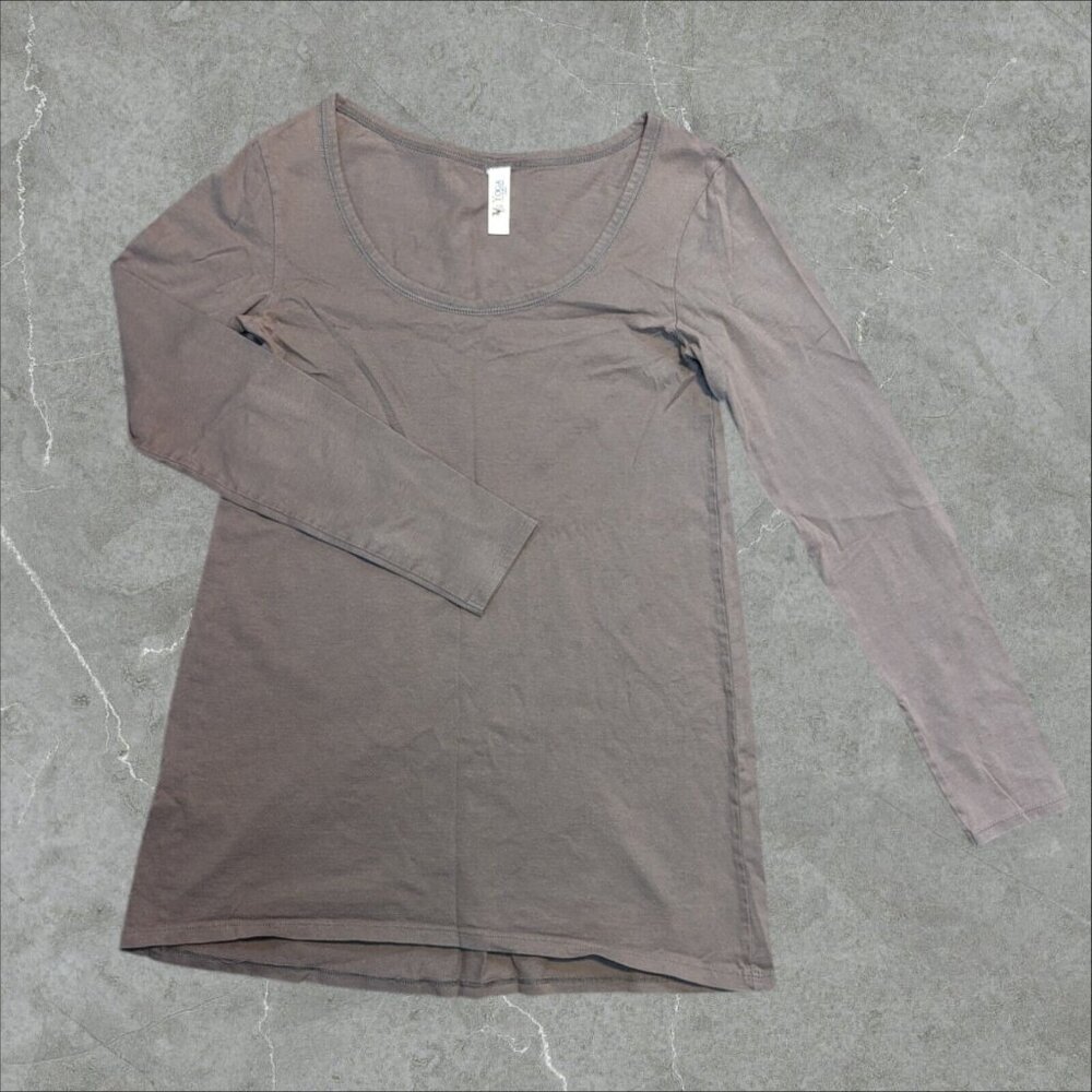 Yoga Patina Scoop‎ Neck Long Sleeve High Low Cotton Shirt Women's Size Small